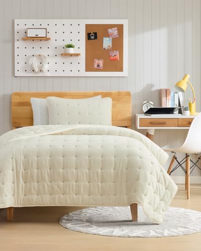Image of Quilts Twin Size - Bedspread for Twin Size - Lightweight Comforter Set - Quilt Bedding Set for All-Seasons - Ultra Soft, Breathable & Comfy - Summer Coverlet with 1 Pillow Sham - 68 inch x 86 inch, Cream