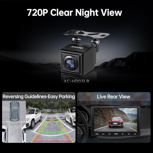 Image of ATOTOZONE AC-HD03LR 720P Rearview Backup Camera with 180 Wide-Angle,VSV (Virtual Surround-View),Live Rear View,Clear Night Vision,IP67 Waterproof,Compatible with A6PF /A6PL /S8(Excluding S8 UN /MS /Gen4)