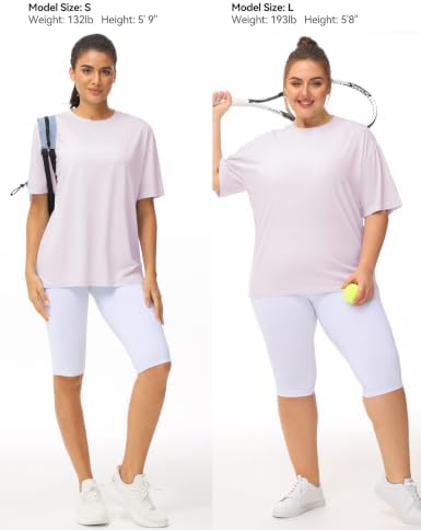 THE GYM PEOPLE Women's Workout Tops Oversized T-Shirts Crewneck Basic Tee - 2