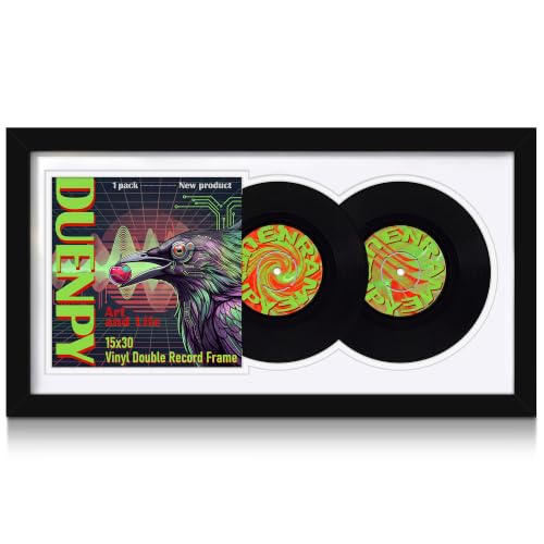 Image of DUENPY 15.1x30 Vinyl Frame For 12.5x12.5 Cover White Mat | Displays 12.5x12.5 Album Cover Art, Supports Wall Mounting For Home Music-Themed Wall Decor.