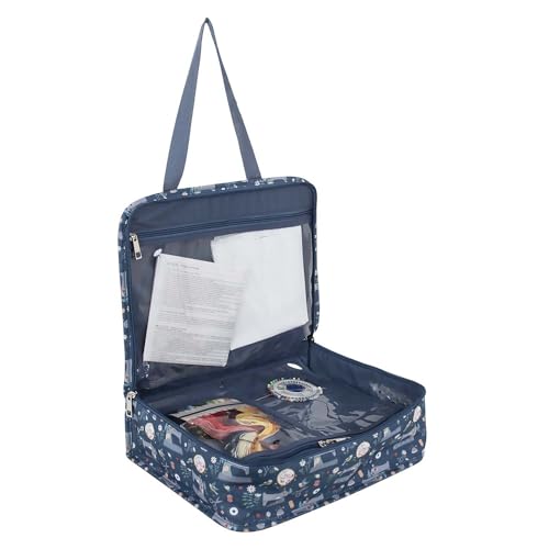 Image of Hobby Gift Project Case Sewing and Yarn Storage Bag with Handles Internal Pockets and Organiser Inserts for Knitting Crochet Craft Classes and Travel