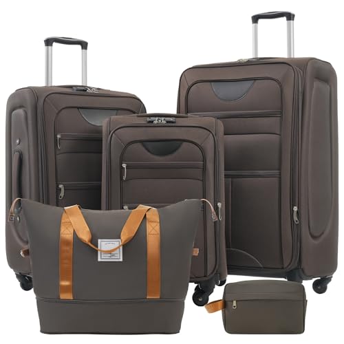 Lightweight Expandable 3-Piece Luggage Set with Duffel Bag - Durable Softside Suitcases for Travel