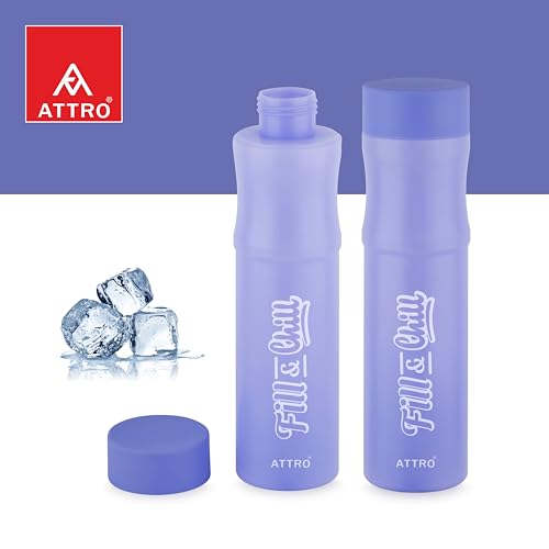 Image of ATTRO Crazy 1000ml Water Bottle - Round Plastic Fridge Bottle - Airtight, Leak-Proof, BPA-Free, Freezer Safe Durable & Lightweight - Set of 2 Violet - Ideal for Home & Office