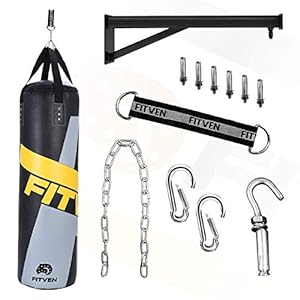 FITVEN Punching Bag 50-Pound for Adults Youth Kids with Wall Mount Wall Bracket Heavy Bag for Kickboxing