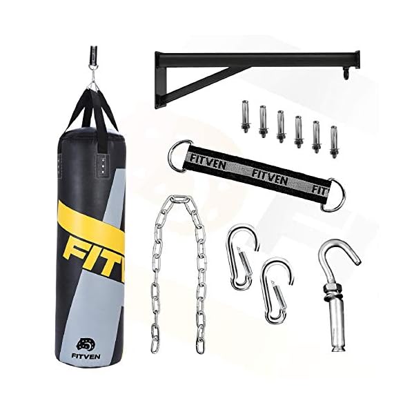 FITVEN Punching Bag 50-Pound for Adults Youth Kids with Wall Mount Wall Bracket Heavy Bag for Kickboxing