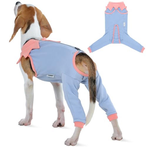 FUAMEY Dog Recovery Suit with Padded Rear Leg Sleeve,Zip-Up Dog Onesie for Spay Neuter Surgery,Dogs Bodysuit Prevents Licking Wounds on Thigh Incision