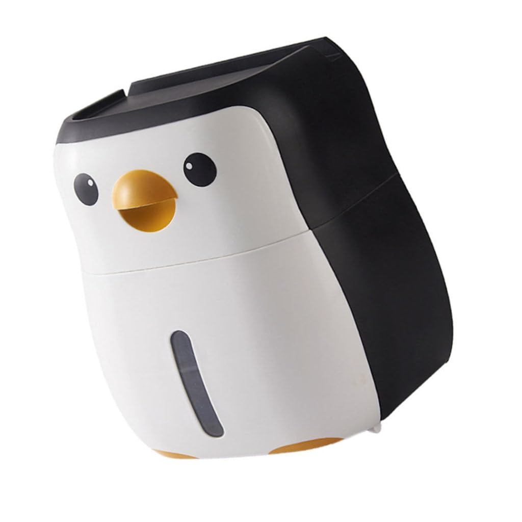 Weiße Kunststoff Papierbox Pinguin mit Ablage, Bohrfrei
