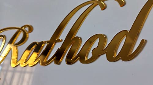 Image of Aarushi Creations Personalized Signage Home Door Name Plate 3 Year Warranty - Acrylic With Acrylic Embossed Letters With Mirror Shine 0319B (16 X 8 Inch), White