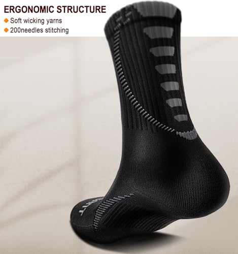 Men Socks,Athletic Compression Crew Socks Cushioned for Men Running Sports Hiking Fishing Arch Support2