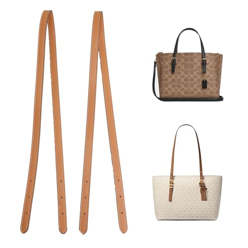 OAikor Purse Strap Replacement Compatible with Coach Mollie Tote Bag 25 & MK Basket Bags 2 Pieces Microfiber Leather Shoulder Strap for Tote HandBag Handles(Khaki 31.9 inches)