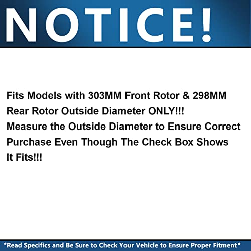 Image of Detroit Axle - Brake Kit for 2003-2007 Cadillac CTS 2005-2008 STS, Drilled & Slotted Disc Brake Rotors Ceramic Brakes Pads 2004 2006 Replacement: 11.93 inch inch Front & 11.73 inch inch Rear Rotor
