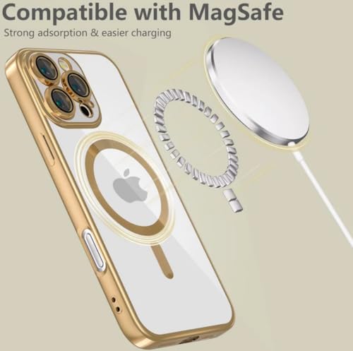 MOXOM Movenchy iPhone 16 Pro Max Case with Mag Safe, Ultimate Shock Protection and Scratch Resistance (Shiny Gold, for iPhone 16 Pro Max)