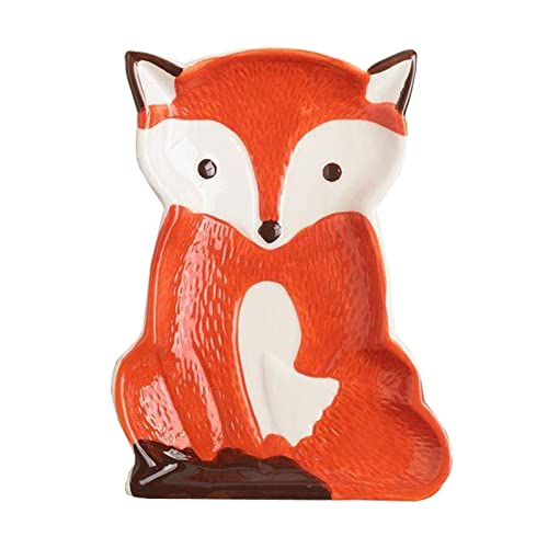 Plate Ceramic Spoon Rest Jewelry Trays fox Shape Snack Jewelry Dish Ring Dish Holder, Fox Gifts Spoon Holder for Kithen