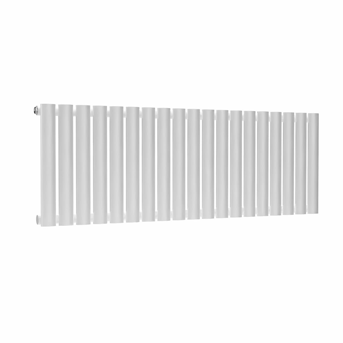 Lux Heat White Oval Horizontal Single Panel Designer Radiator 400Mm (H) X 1140Mm (W)