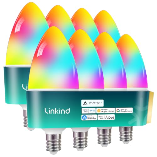 Linkind Matter E12 Led Bulb, Color Changing Smart Light Bulbs, 8 Pack - image 1