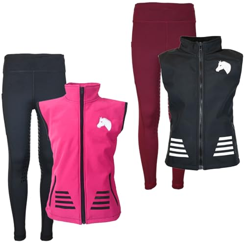 MS-Trachten Reitset Kinder Reitweste Softshell Juli Schwarz mit...