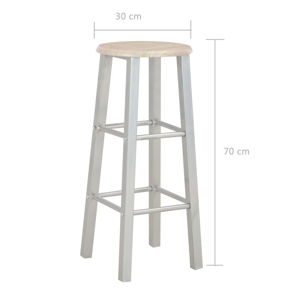 vidaXL Set da Bar 3 pz Tavolo e Sedie con Poggiapiedi Bancone 2 Sgabelli Alti Angolo Cucina Arredi per Esterni in Legno e Acciaio Rovere e Grigio