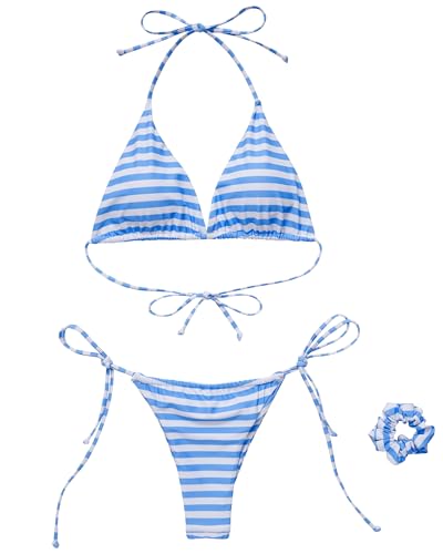 Image of MOSHENGQI Women Sexy Brazilian Bikini 2 Piece Spaghetti Strap Top Thong Swimsuit Bathing Suit