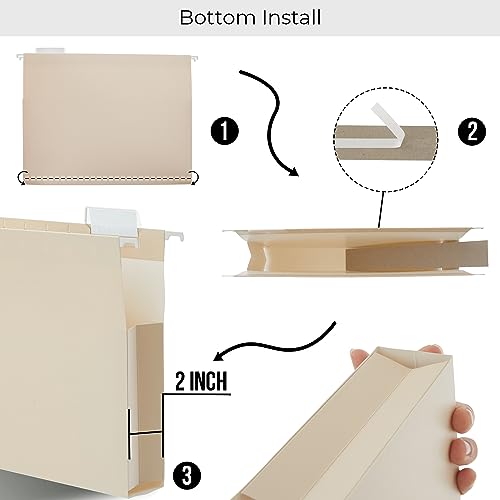 Y YOMA Pacote com 6 pastas de arquivo suspensas com capacidade extra, tamanho legal, sanfonado, deco