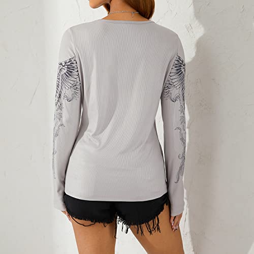 Image of Grunge Clothes for Women Y2K Tops Long Sleeve Fairy Grunge Aesthetic Shirts Teen Girls Vintage Graphic Tees Fall