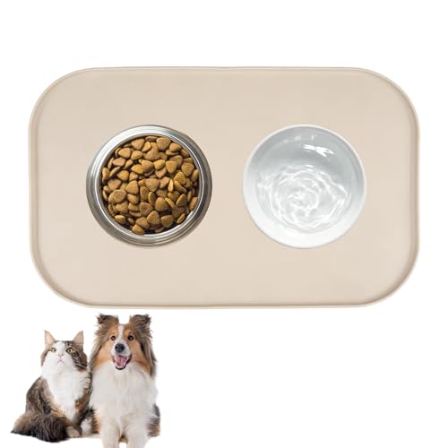 Tapis Gamelle Chat et Chien Silicone Antidérapant, Anti-déversement, sans BPA, 44 X 27 cm Élégant et Minimaliste, Rectangulaire Tapis d'alimentation...