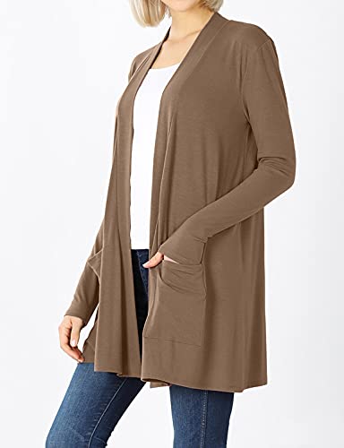 Image of Women's Open Front Cardigan Long Sleeve with Pockets Casual Outwear
