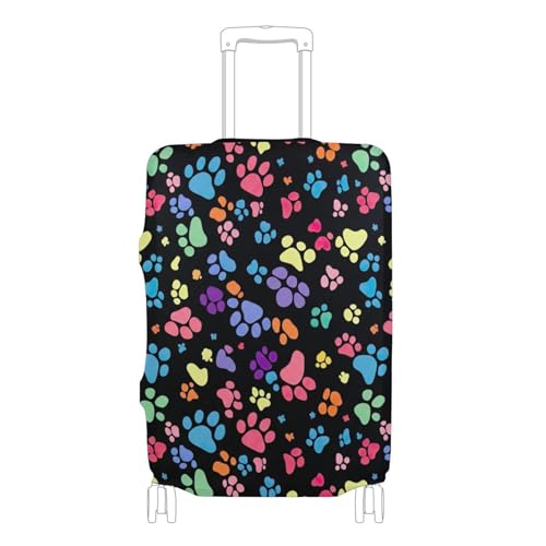 Joisal Colorful Cute Paw Prints Luggage Covers for Suitcase Protector Baggage Cartoon Travel Luggage Sleeve for Women, XL, Fits 29-32 Inch Case