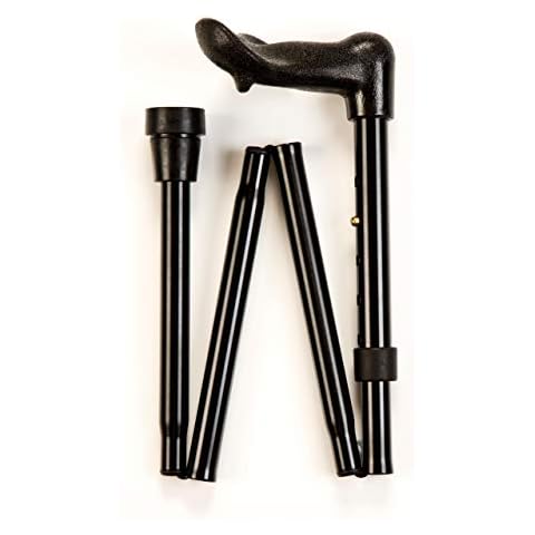 Black Adjustable Folding Anatomical Handled Walking Stick - right hand Cover