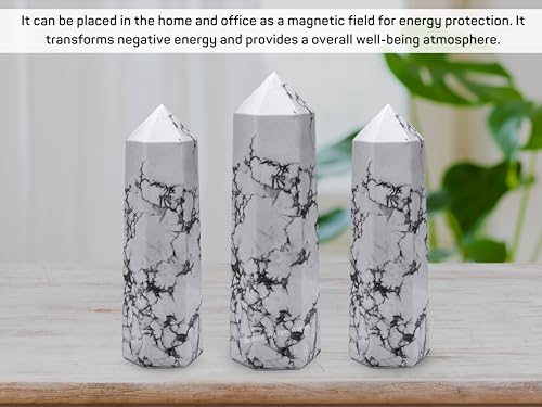Image of Amazing Gemstone Large Howlite Crystal Towers ~ Natural Healing Crystal Point Obelisk for Reiki Healing and Crystal Grid (5.5 to 6 INCH)