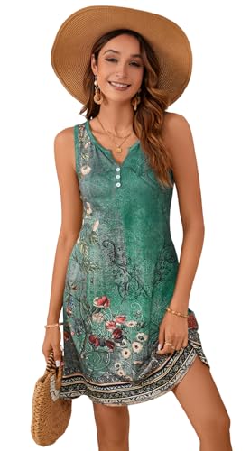 Image of Ladlop Summer Dresses for Women 2026 Beach Loose Casual A Line Dress Sleeveless V-Neck Sundress with Pockets