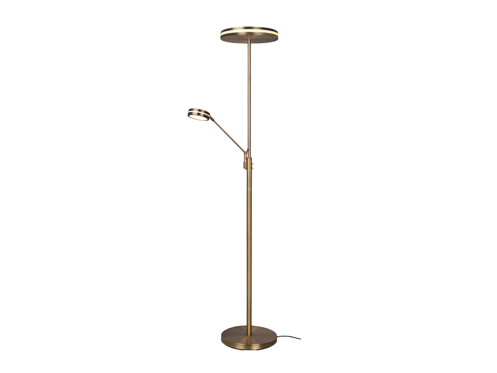 Lámpara de pie para salón Franklin de metal negro y bronce con luz LED regulable