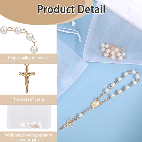 30 Pcs Gold Rosary Bracelet Valentine's Day Baptism Favors for Guests by GENZYRE - Used condition - Image 3