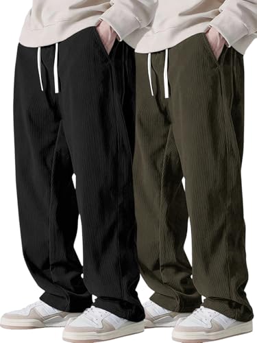 Image of Pinkmint Men's Stretchable Ribbed Track Pants | Poly Lycra Relaxed Fit Trousers | Elastic Waist Drawstring Joggers | Casual, Gym, Lounge Wear for Men