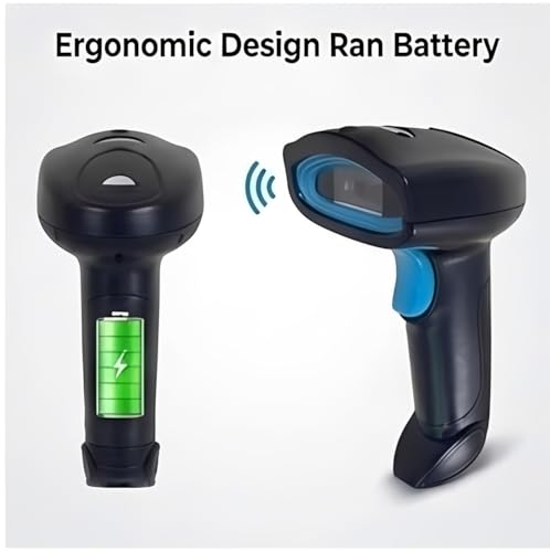 Image of Wireless 2D & 1D (Bluetooth + USB+2.4 GHz) Barcode Scanner Wireless & Wired | QR Code Scanner Rechargeable | USB Handheld Barcode Reader with Induction Scanning, Built-in Light, ABS Body