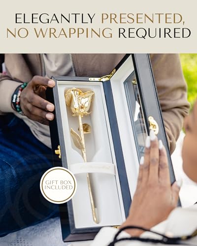 Image of Forever Rose 24K Gold Dipped Real Rose, Handmade, in Leather Case