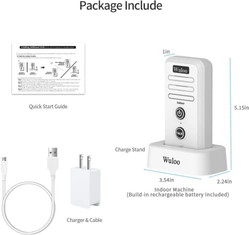 Image of Expandable for Wuloo Wireless Intercom Doorbell, an Additional Indoor Unit for Expanding Wuloo Doorbell System(Only Indoor Unit, CAN NOT Work Without Outdoor Unit)