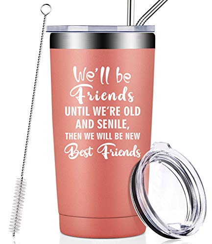 Tech Deals 🔥 Best Friend Friendship Gifts for Women, Men, Coworker, Roommate, BFF, Stainless Steel Tumbler Cup with Lid and Straw Birthday Gifts
