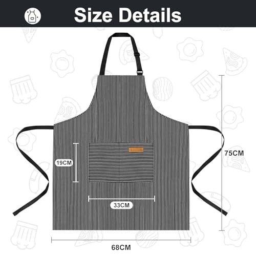 Image of VALOME 2 Pack Kitchen Aprons, Apron for Cooking with 2 Pockets, Unisex Adjustable Neck Strap Chef Aprons for Men Women