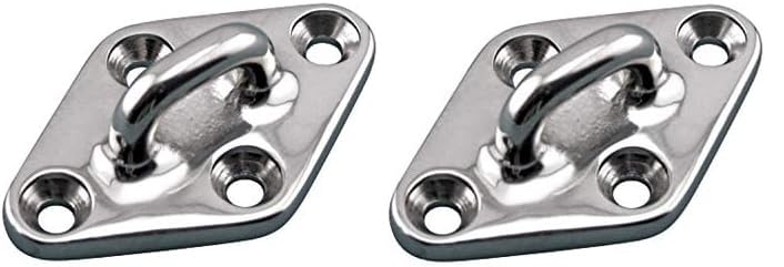 Two Marine Grade Stainless Steel 316 Heavy Duty Diamond Pad Eyes
