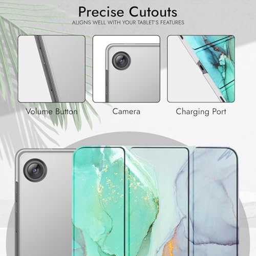 Image of Robustrion Cover for Samsung Galaxy Tab A11 Plus Cover Case 11 inch, Flip Cover Case for Samsung Galaxy Tab A11 Plus Cover /Tab A11+ Tablet Cover with Translucent Back - Marble Green