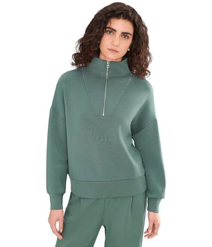 Image of Varley, Women's, Hawley 1 /2 Zip Sweat, Dark Forest, Medium