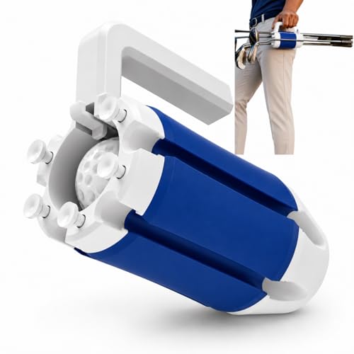 AIUAIP Golf Club Holder for 6 Clubs: Portable Golf Club Carrier with Ball Storage, Tee Holes and Carry Handle, Compact Golf Bag Alternative for Driving Range, Par 3 Course and Quick Practice Blue