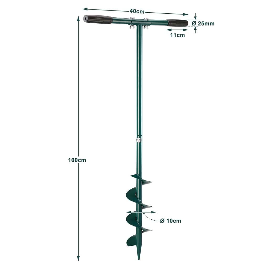 Bakaji Trivella Manuale Altezza 100 cm Punta Elicoidale Spirale Impugnatura Plastica Morbida Trapano Giardinaggio a Mano Escavatore Piante Terra Terreno (Diametro 10 cm)