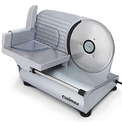 CUSIMAX Meat Slicer Electric Food Slicer with 7.5” Removable Stainless Steel Blade and Pusher, Deli Cheese Fruit Vegetable Bread Cutter, Adjustable Knob for Thickness, Food Carriage & Non-Slip Feet