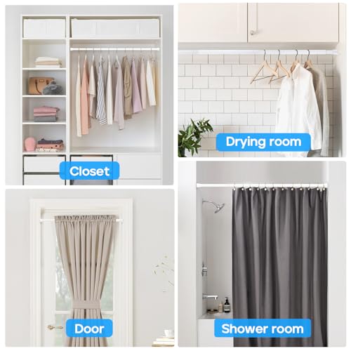 Image of White Tension Curtain Rod for Windows 28 to 48 Inch