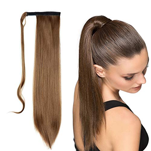 Gangel HRJ-02 Ponytail Hair Extension Straight Pony Tails Wrap Around Hairpiece Claw Synbthetic Clip In Long Hair Extensions Magic Drawstring Pony Tail Hair Wraps cover