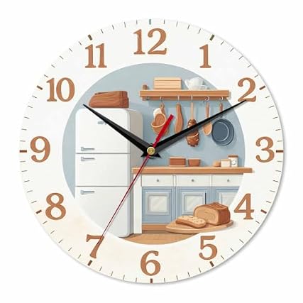 Farmhouse Kitchen Fridge Bread Wall Clock 10 Inch Silent Non Ticking review image