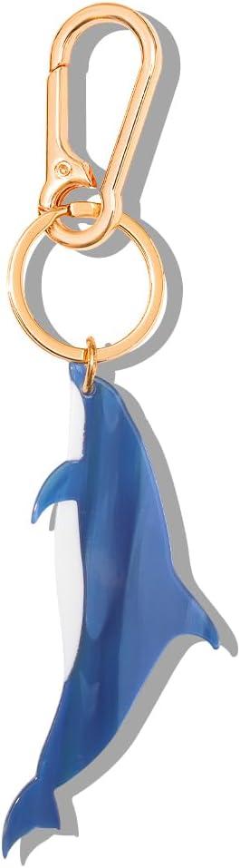 Seahorse Bag Charm & Keychain - Acetate Seahorse with Gold-Tone Metal Ring & Lobster Clasp