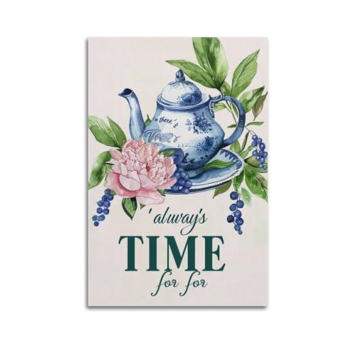 Affiches esthétiques vintage Tea-Always-Time pour une décoration murale de salon apaisante