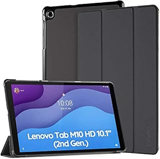 EasyAcc Case for Lenovo Tab M10 HD 2nd Gen 10.1 Inch Model for TB-X306X/TB-X306F, Ultra Thin Case Auto Sleep Wake Up, Slim PU Protective Case, Black (NOT FOR TB-X605F/TB-X505/TB-X606F/X606X)